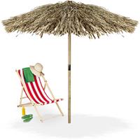 RELAXDAYS Hawaii Sonnenschirm, Strandschirm HxØ: 250 x 238 cm, handgefertigt, Holz & Palmenblatt, wetterbeständig, natur - 