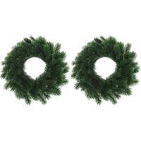 Set van 2x stuks kunst kerstkransen groen 35 cm -