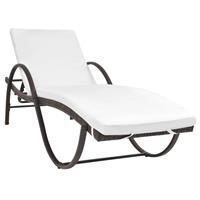 vidaXL Ligbedden 2 st met tafel poly rattan bruin