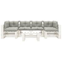 vidaXL 7-delige Loungeset met taupe kussens pallet hout