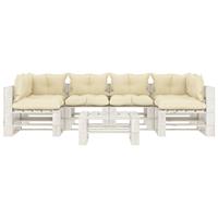 vidaXL 7-delige Loungeset met crèmekleurige kussens pallet hout