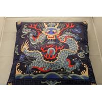 Fine Asianliving Chinese Kussenhoes 40x40cm Handgeborduurd Navy Draak