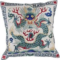 Fine Asianliving Chinese Kussenhoes 40x40cm Handgeborduurd Wit Draak