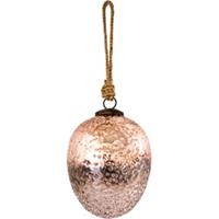 Clayre & Eef Kerstbal Ø 7*12 cm Roze Glas Kerstboomversiering Kerstversiering Kerstdecoratie