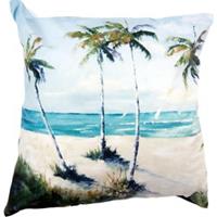 Clayre & Eef Kussenhoes 45*45 cm Blauw, Groen, Creme Polyester Vierkant Palmbomen Sierkussenhoes