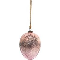 Clayre & Eef Kerstbal Ø 10*16 cm Roze Glas Kerstboomversiering Kerstversiering Kerstdecoratie