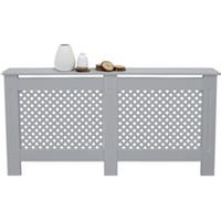 Ecd germany Heizkörperverkleidung mit Wabenmuster 152x19x82 cm Grau aus MDF