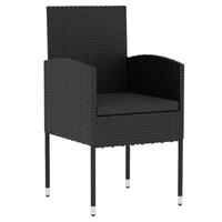 vidaXL 3-delige Tuinset poly rattan zwart