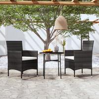 vidaXL 3-tlg. Garten-Essgruppe Poly Rattan Schwarz 