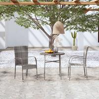 vidaXL 3-tlg. Garten-Essgruppe Poly Rattan Grau 