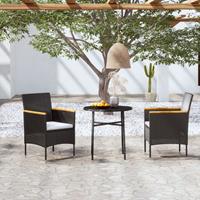 vidaXL 3-tlg. Garten-Essgruppe Poly Rattan Schwarz 