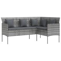 vidaXL 5-delige Loungeset met kussens L-vormig poly rattan grijs