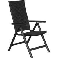 Hioshop Kars 1 x tuinstoel, verstelbare rug, 6 posities, zwart/zwart.
