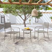 vidaXL 3-tlg. Garten-Essgruppe Poly Rattan Grau 