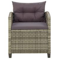 vidaXL Tuinstoel met kussens poly rattan grijs