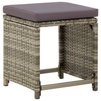 vidaXL Tuinkrukken 4 st met kussens poly rattan grijs