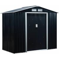 Outsunny Gereedschapsschuur met Fundering Tuinschuur Tuinschuur Metaal Houtskool Grijs 213 x 130 x 185 cm | Aosom
