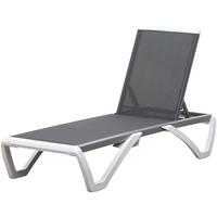 Outsunny ligstoel aluminium ligbed stoffen ligbed relaxbed 5-voudig verstelbaar ergonomisch Texteline grijs + wit 170 x 67,5 x 95 cm | Aosom