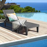 costway Outdoor Ligstoel met Verstelbare Rugleuning 190 x 57,5 x 29cm Zwart