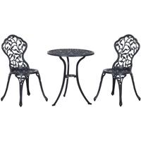 Outsunny Bistroset 3-tlg. 60 cm x 60 cm x 65 cm - schwarz - 