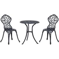 Outsunny Bistroset 3-tlg. 60 cm x 60 cm x 65 cm - schwarz - 