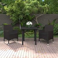 vidaXL 3-tlg. Garten-Essgruppe mit Auflagen Poly Rattan und Glas 