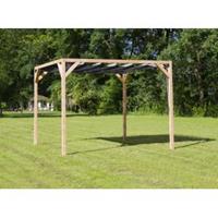 Express Vrijstaande pergola hout 2.9x3 meter met zwart kleurig harmonicadoek