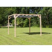 Express Vrijstaande pergola hout 2x5 meter met antraciet kleurig harmonicadoek