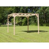 Express Vrijstaande pergola hout 2.9x3 meter met gebroken wit kleurig harmonicadoek