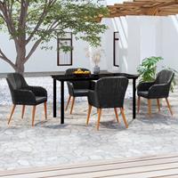 vidaXL 5-delige Tuinset met kussens zwart