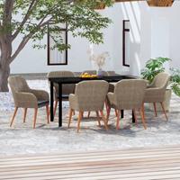 vidaXL 7-delige Tuinset met kussens bruin