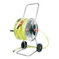 Talen Tools Haspel, volledig verzinkt, gemonteerd 50 meter - 1/2 met gele tuinslang en 3/4 pvc koppelingen