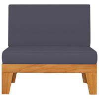 VIDAXL Modular-Mittelsofa mit Dunkelgrauen Kissen Akazie Massivholz - Grau