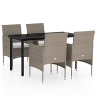 vidaxl 5-delige Tuinset met kussens beige en zwart