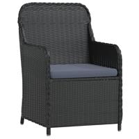 V 7-delige Tuinset met kussens zwart