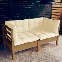 vidaXL 2-Sitzer-Gartensofa mit Creme Kissen Massivholz Kiefer 