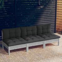 vidaXL Gartenbank 3-Sitzer-Gartensofa mit Anthrazit Kissen Massivholz Kiefer