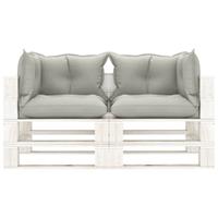 vidaXL Garten-Palettensofa 2-Sitzer mit Taupe-Kissen Holz 