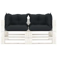 vidaXL Garten-Palettensofa 2-Sitzer mit Anthrazit-Kissen Holz 