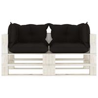 vidaXL Garten-Palettensofa 2-Sitzer mit schwarzen Kissen Holz 