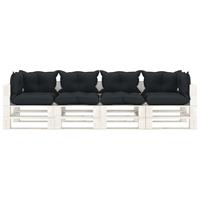 VIDAXL Garten-palettensofa 4-sitzer Mit Anthrazit-kissen Holz
