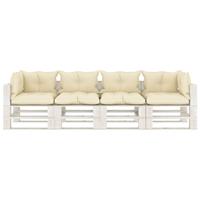 vidaXL Loungesofa Garten-Palettensofa 4-Sitzer mit Kissen in Creme Holz, 1 Teile