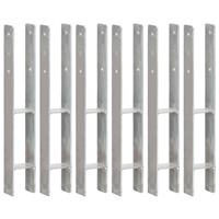 VidaXL Grondankers 6 st 8x6x60 cm gegalvaniseerd staal zilverkleurig - 
