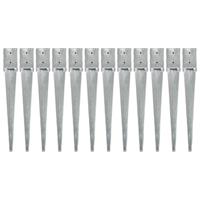 VidaXL Grondpinnen 12 st 10x10x76 cm gegalvaniseerd staal zilverkleurig - 