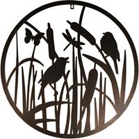 Esschert Design Muurdecoratie Metaal Rond Vogels 60x60x1,5cm