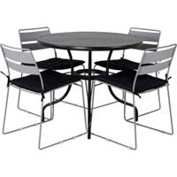 Hioshop Nicke tuinmeubelset tafel Ø90cm en 4 stoel Lina grijs, zwart.