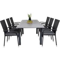 Hioshop Albany tuinmeubelset tafel 90x152/210cm en 6 stoel Anna