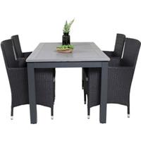 Hioshop Albany tuinmeubelset tafel 90x152/210cm en 4 stoel Malin