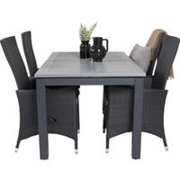 Hioshop Albany tuinmeubelset tafel 90x152/210cm en 4 stoel Padova