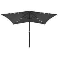 VidaXL Parasol Met Led's En Stalen Paal 2x3 M Antracietkleurig